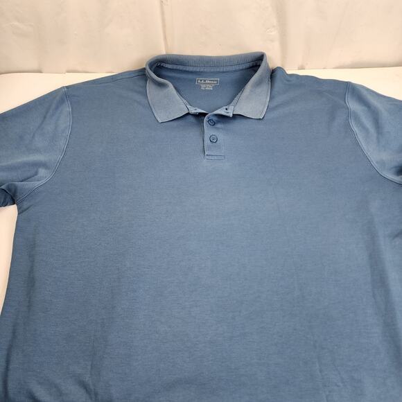 L.L. Bean Traditional Fit Blue Short Sleeve Collared Polo Shirt Men's Size XL - Picture 3 of 5